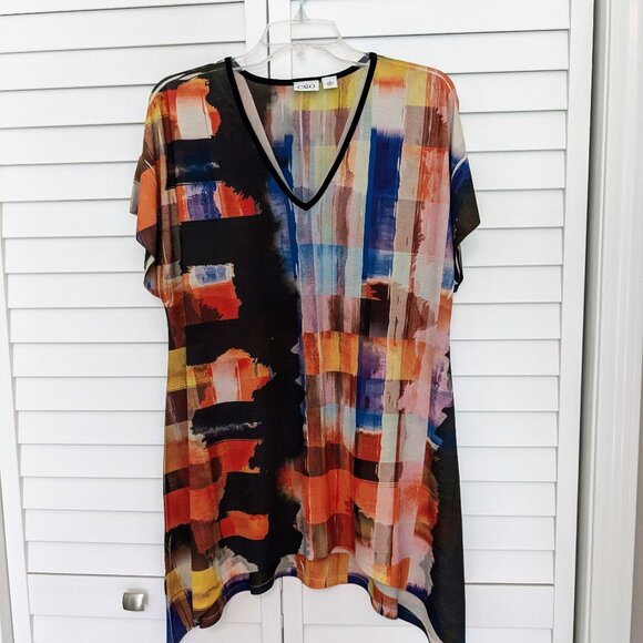 Multicolor Knit Duster Kimono Top Shirt Blouse or Coverup for the pool or beach - Picture 1 of 4